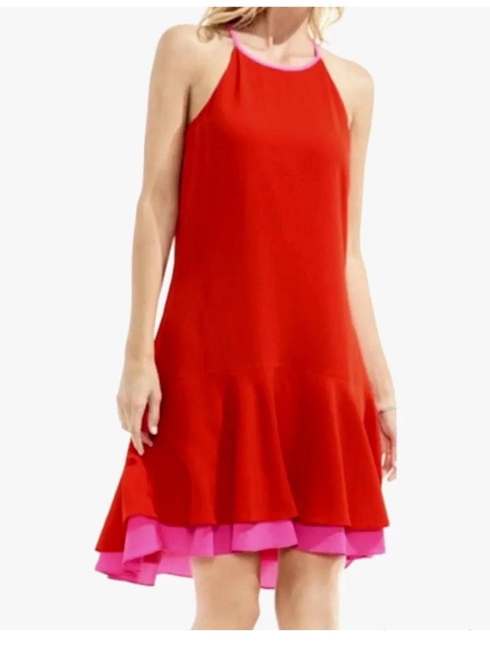 Vince Camuto Red Mini Dress with Pink Trim